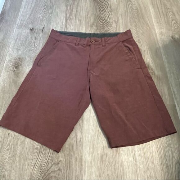 Men's Burnside Burgundy Flat Front Hybrid Shorts - Picture 2 of 9